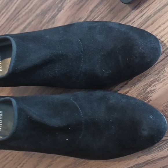 Stuart Weitzman black suede slip on bootie buckle 8 M - Picture 3 of 10